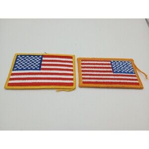 1 Reverse American Flag Patch Plus 1 Flag Embroidered•Iron/Sew On 3” x 2”